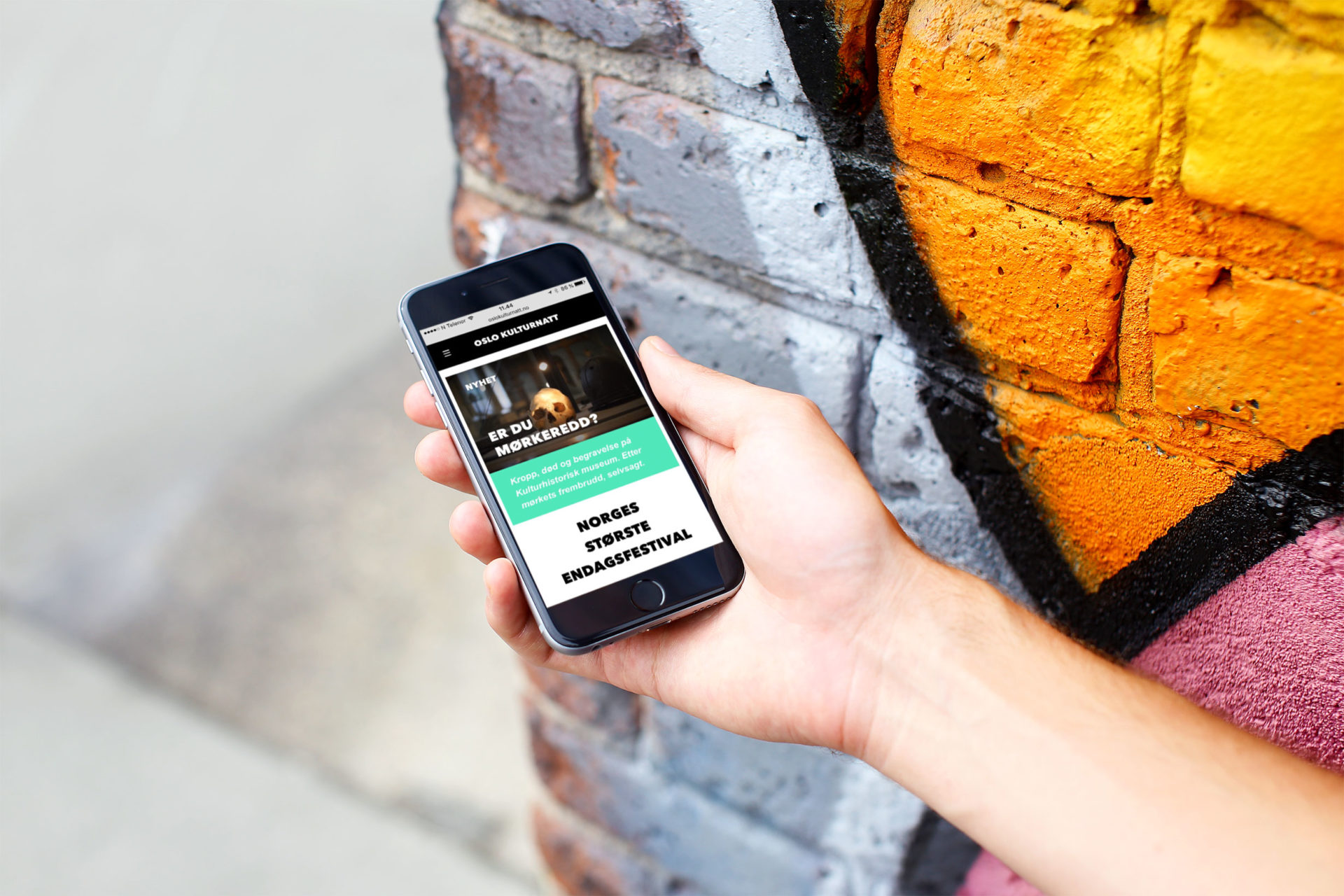 Oslo Kulturnatts program vist på mobil