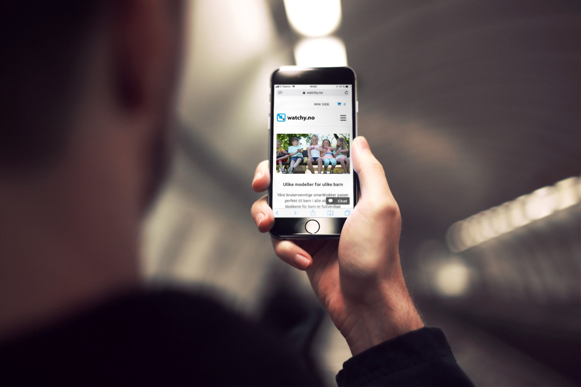 Watchy-nettbutikken vist på mobil